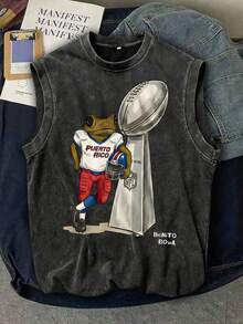 Faith Over Fear Printed  Men's Tank Top, 220g Heavyweight Pure Cotton Sleeveless Shirt, Soft And Comfortable Casual Lightweight Crew Neck Top Suitable For Daily Commuting, Gym Workouts, And Outdoor Activities In Spring And Summer. - Đen 13 - Xem 1