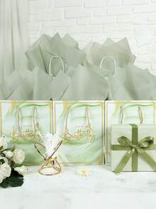 50张 - 20英寸 x 14英寸 绿色礼品包装纸，适用于DIY手工、礼品包装、生日、婚礼、节日装饰，防水哑光纯色礼品包装纸，绿色礼品包装纸 - 草綠色 - 查看 5