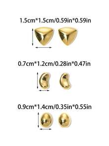 Mazuer 一对简约18K镀金水滴三角形耳钉，不锈钢材质，女士饰品，适合通勤、派对、日常佩戴、办公室等场合。 - 金黃色 - 查看 2