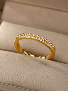 Klassiska Twist Chain Open Rings För Kvinnor Zirkonium Geometrisk Twist Wrapped Parring Bröllop Estetiska Smycken - Gult guld - Visa 7