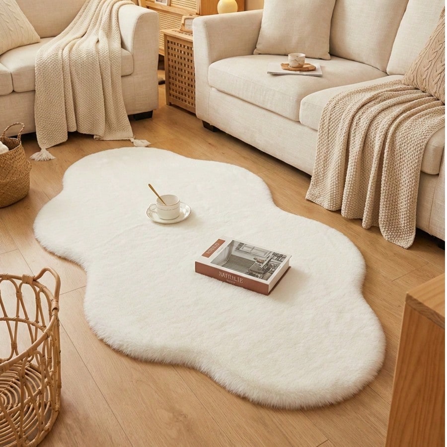 Pieza Alfombra suave y esponjosa con forma de nube blanca, cómoda para dormitorio, sala de estar, estudio, oficina, entrada, se puede usar como alfom