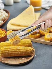 1pc Stainless Steel Slotted Serving Tong,Stainless Steel Food Clip,Ood Grade Kitchen Utensils, Hollow-Out Design For Draining & Oiling,Multifunctional Kitchen Cooking Clip, Food Fixture With Heat-Resistant And Anti Slip Handle, Bread Clip - Multicolor - View 4