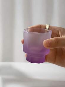 1个迷你扭纹玻璃杯，不对称高品质创意设计茶杯，磨砂表面酒杯，家用茶杯，功夫茶具，派对果汁杯 - 彩色 - 查看 14