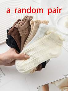 1/5双可爱蕾丝边短袜，甜美洛丽塔风格，春季 - 彩色 - 查看 8