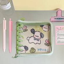 1pc A7 Plaid Transparent Loose Leaf Zipper Bag, Animal Cartoon Pattern, PVC Zipper Binder Folder, Zipper Budget Binder Cover, Suitable For Cash Envelope System, Photo Card Album, Journal Planner, Planner, Photo Card Planning Diary Album - A7 - View 8