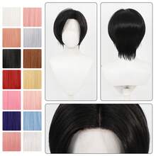 Black Wig, 12 Inch Synthetic Lace Front Wigs, Ready To Wear Pre-Toned Straight Hair Wig Midle Part Blonde Wigs Beginner Friendly Suitable For Daily Party Wear Synthetic Heat-Resistant Long Straight Wig - Multicolor - View 1