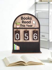 1 Set Wooden Annual Reading Tracker Decor - Can Record 999 Books, Coffee Color Annual Reading Tracker, Office Decor, Living Room & Bedroom Decor, Study Space Decor, Bookshelf Decor, Cabinet Decor, Desk Decor, Retro Decor, Bookstore Counter Decor, Room Decor, Home Decor, Gift For Bookworms, Perfect Gift For Book Lovers, Reading Challenge Gift, Home Accessory, Birthday Gift - Brown - View 7