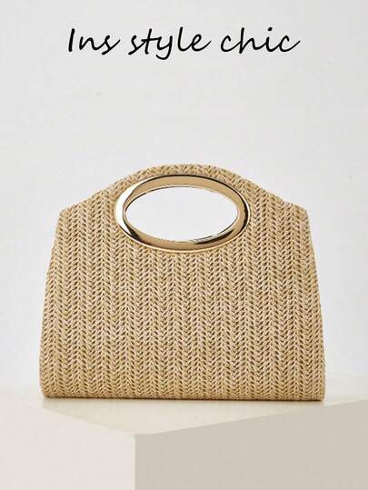 This Stylish New Woven Tote Bag Is Suitable For A Variety Of Occasions, Including Vacations, The Beach, Business Commutes, Casual Wear, And Minimalist Styles. Its Novel And Unique Design Makes It The Perfect Choice For A Beach Vacation.
