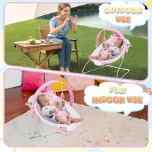 Portable Baby Bouncer For Infant,Modern Baby Bouncer Seat,Infant Bouncers With Music For Babies 0-6 Months Up To 20 Lbs - Pink Bow - View 5