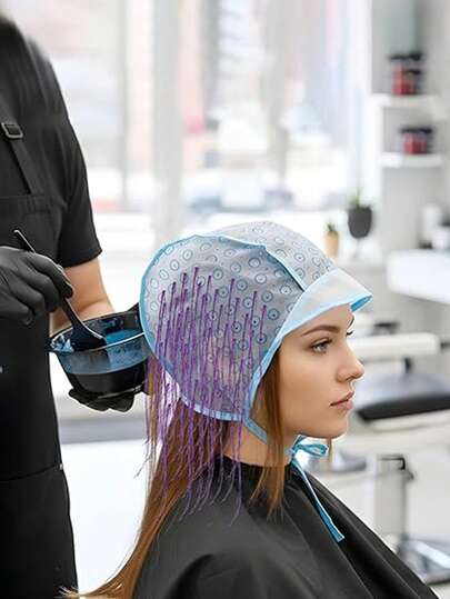 1 pieza Kit de herramientas para teñir el cabello - Adecuado para diseño de peinado DIY con gorro de tintura. Juego de herramientas completo para salón de belleza y teñido de cabello DIY en casa. Zonificación de color precisa para evitar fugas de color. No es fácil de dañar.