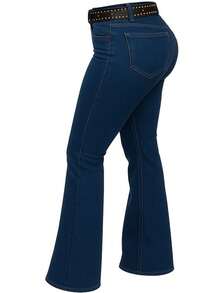 Women's Premium Line Plain High-Waisted Flare Jeans With Lycra For Rodeo, Horseback Riding, And Cowboy Events. - 麗莎.達克牛仔褲 - 查看 3