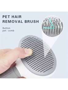 1pc Upgraded Soft Rubber Handle Cat Brush, Dog Brush, Flea Comb, Pet Deshedding And Grooming Brush, Cat Grooming Tool, One-Click Efficient Hair Removal Tool, Pet Grooming Brush, Pet Massage Brush, Detangling Tool, Pet Cleaning Tool, Fur Collection, Suitable For Long-Haired Pets, Essential Pet Deshedding Seasonal Item, Pet Supplies, Cat Supplies, Dog Supplies - Multicolor - View 9