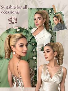 Tóc giả đuôi ngựa hình móng vuốt nhiều màu sắc, dài 10 inch, kiểu tóc xoăn gợn sóng, làm từ sợi tổng hợp chịu nhiệt, phù hợp cho các bữa tiệc và sử dụng hàng ngày của phụ nữ. - Nhiều màu - Xem 9