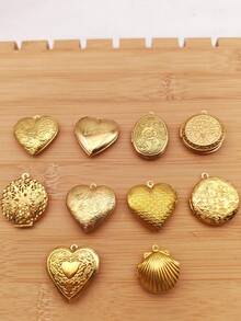 10pcs/Set Heart Shaped Pendant Jewelry Accessories, Trending Cross-Border , Suitable For Valentine's Day - Yellow Gold - View 3