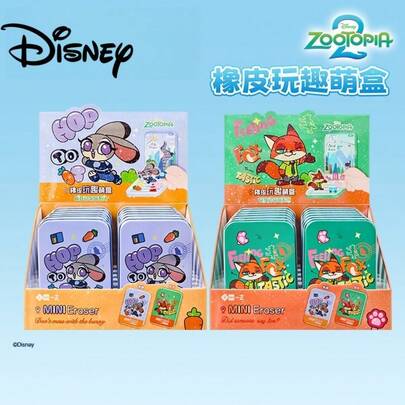 Borradores en forma de Judy Hopps y Nick Wilde de Disney Zootopia, borradores 3D en caja de regalo, ensamblaje DIY, esencial y regalo para volver a la escuela