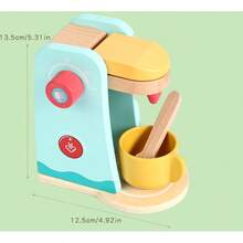 2026 Juego de cocina de simulación de alta calidad con máquina de pan, batidora y cafetera de madera, juego de juego de roles de juguete - Multicolor - Ver 7