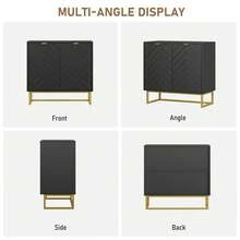 Aparador Moderno de Madera con Puertas Gabinete Buffet con Almacenamiento y Estante Ajustable para Comedor y Sala - Negro - Ver 5