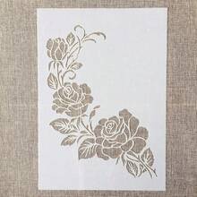 A4 Reusable Flower Stencil For Painting - Branch Bouquet Rose Layering Template, DIY Wall Art, Wood Furniture, Scrapbook & Crafts (8.3x11.7inch) - Rose - View 1