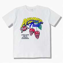Grafica Vacanze Grafica.1pac.100%Cotton.American Retro Skull Short-Sleeved T-Shirt European And American Vintage Style Short-Sleeved T-Shirt - White - View 9