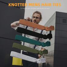 6Pcs/Set Flat Knotted Men Hair Ties Hair Accessories Solid Elastic Hair Bands No Damage Man Bun Hair Tie - Multicolor - View 8
