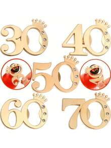 1个18/30/40/50/60/70形状的开瓶器 - 适用于周年纪念日、生日、啤酒、葡萄酒和果汁的开启 - 厨房小工具、厨具、家用厨具 - 生日和结婚礼物。独特风格的啤酒开瓶器，金属派对开瓶器，父亲节礼物，适合男士、女士、父母、男士单身派对配件、特别的万圣节礼物 - 金色 - 查看 3