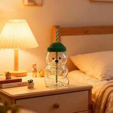 500毫升玻璃水杯，配创意卡通吸管，冷饮杯，咖啡杯，果汁杯 - 彩色 - 查看 6