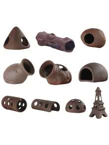 各种陶瓷鱼虾隧道装饰品，适用于水族箱，包括陶土管虾洞、鱼虾喂食管和水族箱装饰躲藏管道。 - A - 查看 1