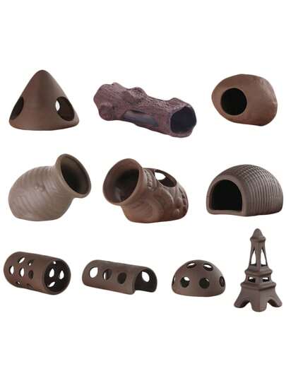 Olika keramiska dekorationer för fisk- och räktunnel för akvarium, lerrör för räkgrotta, matningsrör för fisk och räkor, akvariedekor för gömställe