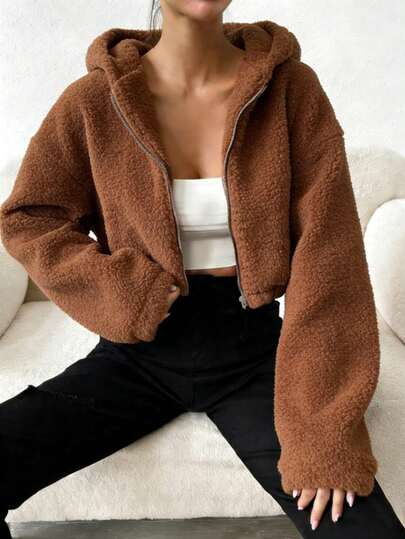 Damska kurtka typu płaszcz, jednolity kolor, krótka kurtka, nowy styl jesień/zima z podszewką z polaru, kurtka, abrigos mujer de invierno, plumifero mujer, anorak de mujer, abrigos mujer de invierno>elegante, plumas mujer abrigo, μπουφάν, winterjas, bezrękawnik, abrigo, giubbotto donna invernale curvy, strój capodanno, jednolity kolor, luźny krój, modny damski top, swobodny i uniwersalny płaszcz jesień/zima, odpowiedni na wyjścia lub noszenie osobno, swobodny styl, kurtka zapinana z przodu na zamek błyskawiczny, damski kardigan, ciepła kamizelka, europejski i amerykański seksowny styl YK2, styl retro/domowy/sportowy/streetwear/styl preppy, top w kolorze kawy.