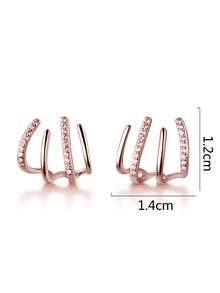 Nooxian قرطان فاخران من العناصر الماسية ذات الأربع مخالب بتصميم هندسي، إكسسوارات بسيطة وأنيقة للنساء - زهر ذهبي - مشاهدة 8