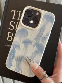 1pc Blue Seashell & Turtle Patchwork Design, Waterproof, Anti-Fingerprint, Anti-Scratch, Transparent, IMD, Soft, Glossy Phone Case Shockproof Anti-Fall - Kiểu 2 (1 cái) - Xem 3