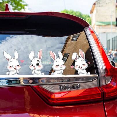 BRUP 1/2 张复活节快乐窗贴，适用于婴儿房、兔子和复活节彩蛋墙贴、可爱兔子儿童房贴纸、春季儿童窗贴、复活节汽车家居教室装饰