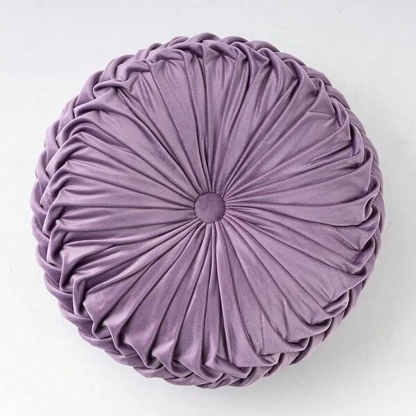 Purple Velvet Seat Cushions Round Floor Pillows Thicken Chair Cushions Pleated Chair Pads Seat Pad Throw Pillows For Bedroom Living Room (Light Purple,Diameter 15\)