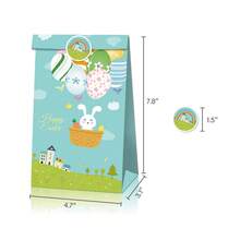 24pcs Easter Gift Bags - Kraft Paper Gift Bags With Rabbit, Eggs, Chick Patterns, Includes 18pcs Easter Element Stickers - Multicolor - View 5