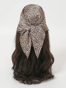 1pc Women's Fashionable Leopard Print Scarf, 70x70cm Square Neckerchief, Daily Accessory - Multicolor - View 6