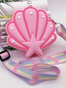 1 Piece Children's Cartoon Cute Shell Silicone Bag Shoulder Crossbody Coin Purse - Pink - View 5