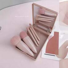 Makeup Brush Set Full Set Genuine Affordable Student Mini Portable Small Set Loose Foundation Eye Eye Shadow Brush Three-Piece Set - Pink - View 5
