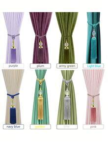2pcs Luxury Crystal Pendant Tasseled Tie-Back Curtain Decor, Multi-Color Options, Suitable For Curtain Fixing And Decoration - 2pcs - View 11