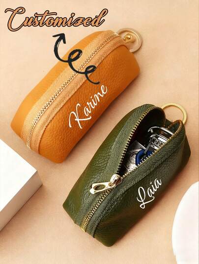 1PC Custom Small Car Key Case Holder Large Storage Capacity Minimalist Korean Style Cute Key Bag Unisex Housekeeper For Women Mini Wallet,Car Keyring, Retro Business Multifunction Key Protection Case Zipper Car Key Case Men's Casual Portable Key Organizer With Large Capacity Holder Car Key Bag Teachers Day Gift Men Gifts Gift For Women Valentine's Day Gift For Men Mini Wallet, Back To School Gift.