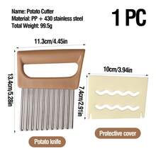 1 pieza Cortador de patatas ondulado multifunción con cubierta protectora de plástico, cuchillo de patatas ondulado creativo, rebanador de verduras ondulado, cortador de patatas fritas onduladas, herramienta de corte de cocina multiusos, máquina de hacer patatas fritas, regalo para Acción de Gracias/Navidad/Halloween - Multicolor - Ver 13