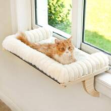 Cat Window Sill Perch,A Sturdy Wood & Metal Frame Supports A Plush, Cushioned Bed. The Zippered Cover Is Removable For Easy Cleaning. Ideal For Any Cat.Medium, White. - Kích thước trung bình (21,7''x15'') - Xem 5