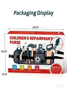 Kids Woodworking Role Play Tool Belt Set, Includes Screws, Hammer, Screwdriver, Saw, Wrench - Children's Birthday Gift - Multicolor - View 5