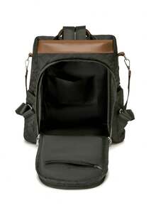 【黑巧克力焦糖格纹双肩包】2026春季新款双肩包、单肩包、手提包，带毛球挂饰，防盗设计，完美适用于办公室、通勤、学校，多功能学院风双肩包、笔记本电脑包、女士包 - A - 查看 7