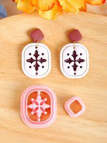 Geometric Flower Polymer Clay Cutter Kits, Boho Elegant Flower Shape Polymer Clay Cutters For DIY Earring Jewelry Making, High-Precision Plastic Crafting Molds Sets - Pink Clay Cutters - View 14