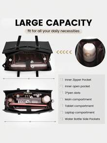 Túi đựng laptop nữ 15.6 inch, túi xách công sở chống thấm nước bằng da PU, túi đeo vai, túi đựng tài liệu công sở, túi đi học. - Nhiều màu - Xem 3