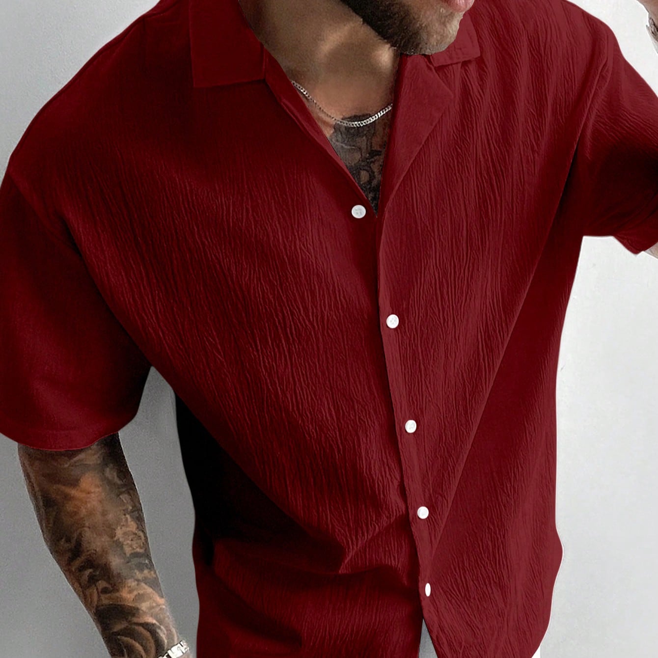 Camisa de lino de manga corta con cuello cubano estilo Old Money para hombres GloMan. Ajuste holgado. Camisa casual y cómoda para la playa. Adecuada