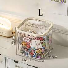 1pc Multi-Functional Dust-Proof Cosmetic Storage Box, Hair Accessory Organizer, Makeup Box, Desktop Trash Can, Women's Organizer Box, Travel Essential, Dorm Storage, Autumn Decor - Transparent - View 12