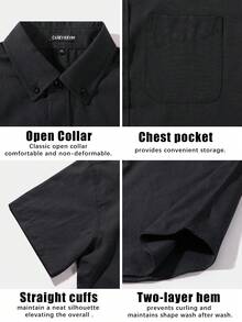 Men's Short Sleeve Casual Shirt In Solid Color Oxford Spun, Suitable For Summer,Wrinkle Resistant Office Work Shirt For Men - Đỏ - Xem 5