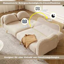 [Sleeping Function] 2-Seater Sofa Bed - Modern 2-Seater Sofa With Adjustable Backrest And Gold Metal Legs, Integrated Bed Function. Multifunctional 2-In-1 Furniture. - Beige - View 4