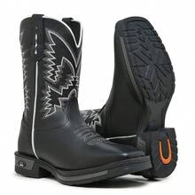 Men's Western Boot, New Release, Mid-Calf Ankle Boot, Embroidered, Square Toe, Reinforced Sole, Tx - Nam giới người Texas - Xem 1